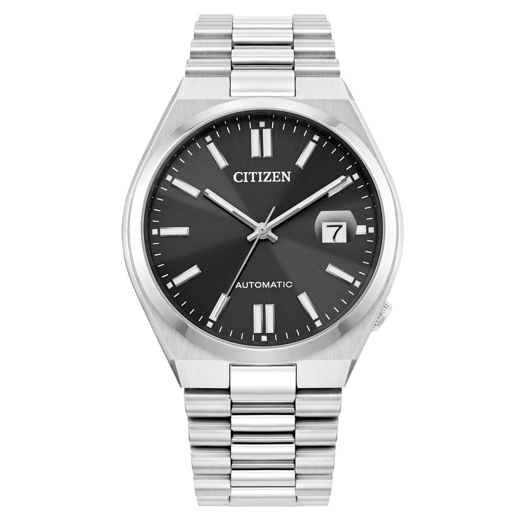 Citizen Tsuyosa NJ0150 cadran noir soleillé et bracelet acier intégré